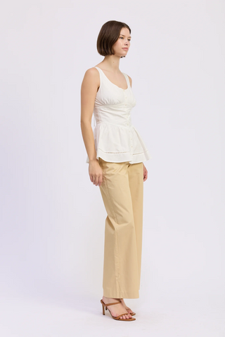 Brittany Peplum Top - White