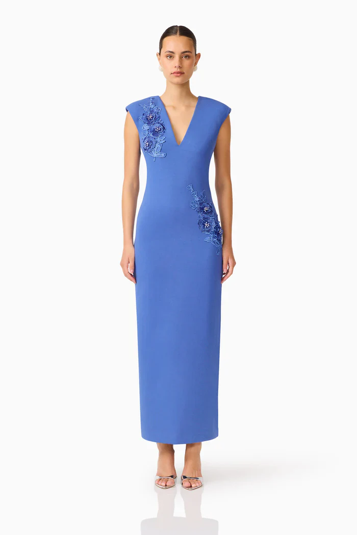 Talitha Plunging Neck Column Dress in Cornflowerblue – Monkee's of Highlands