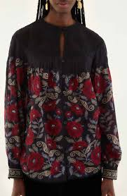 Valentina Black Long Sleeve Blouse