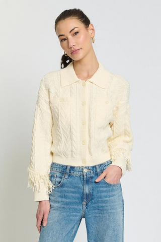 Phoebe Cable Fringe Sweater Cardigan
