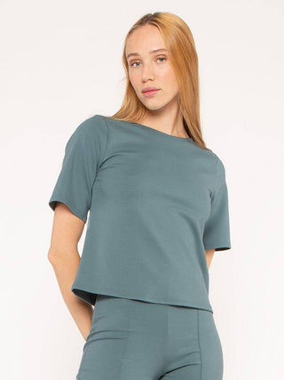 Ponte Knit Short Sleeve Top Extended