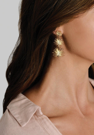 Triple Fan Palm Dangle Earrings-Small