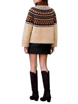 Fair isle Sherpa Knit contrast jacket