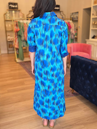 Nico Maxi Dress IKAT Blue-Azure