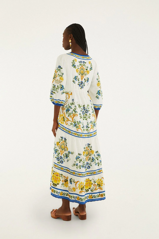 Emily Floral Tapestry Off-White Maxi Dress