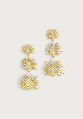 Triple Fan Palm Dangle Earrings-Small