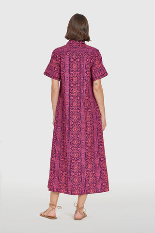 Gibbons Dress Mulberry Stripes