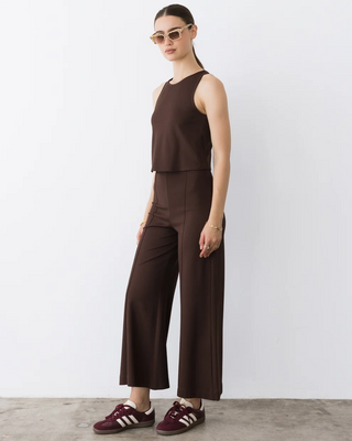 Ponte Knit Cropped Wide Leg Pant