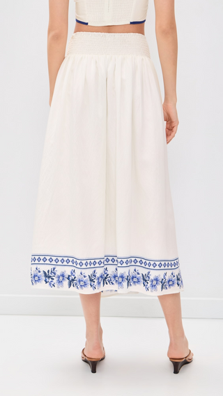 Floral Detail Midi Skirt - Off White Multi