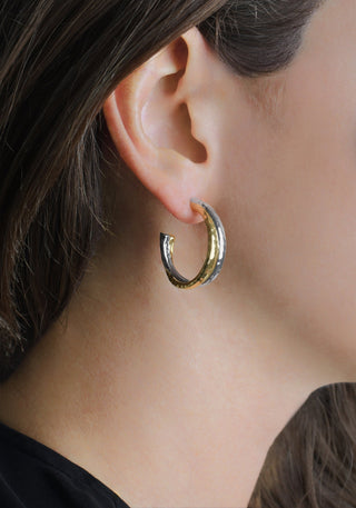 Farrier Mixed Metal Hoop Earring