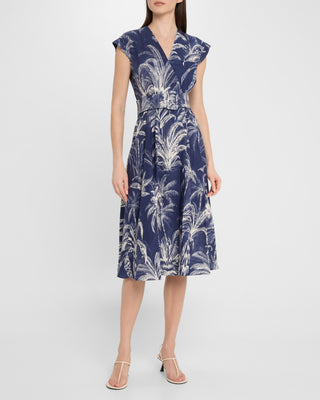 Aline Dress by Marella Color Navy Palm Trees