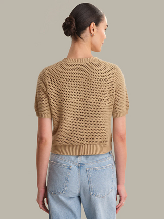 Marie Pocket Front Crew Neck Cardigan Chanterelle