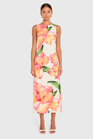 Margo Midi Dress - Hibiscus Print