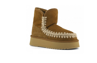 Platform Boot Suede Cognac