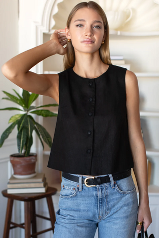 Button Front Wide Hem Top