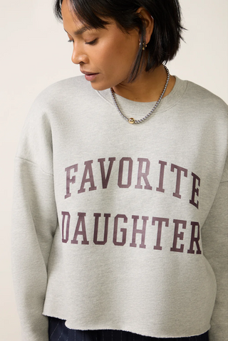 The Cropped Collegiate Sweatshirt - Heather Grey/Burgundy