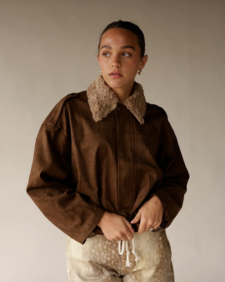 shearling collar suede jacket
