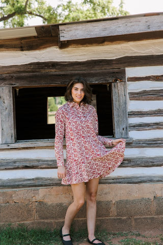Polly Dress Brick Bloom - M