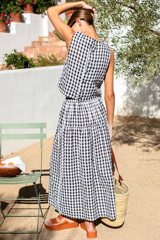 Single Tier Maxi Skirt - Black/White Check