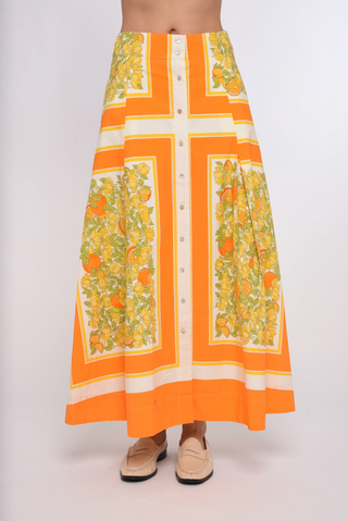 Berri Midi Skirt Orange Blossom Print