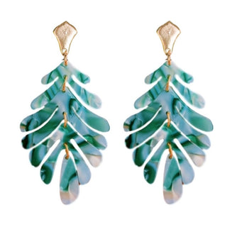 Green Petite Palm Drop Earrings