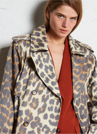 Mathilda Trench Long Imprime Leopard