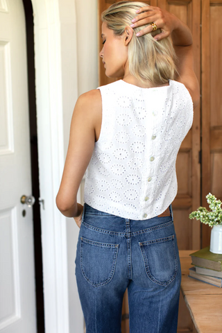 Studio Boxy Top Salt Eyelet