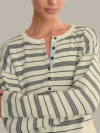 Cara Stripe Drop Shoulder Henley