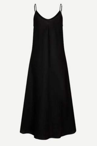 Dress Singlet Long Linen - Black