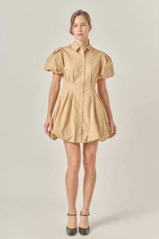 Button Down Bubble Mini Dress