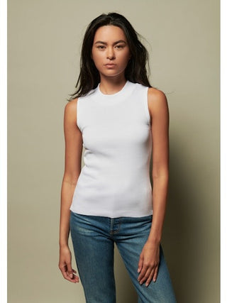 Joan Sleeveless Mock Neck - White