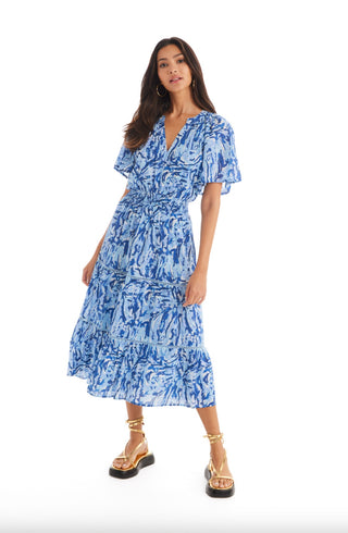 Elowen Midi Dress Blue Floral