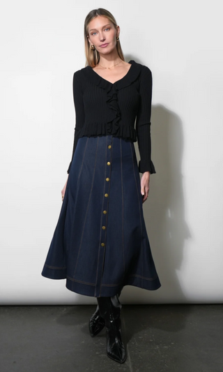 Indy Midi A-Line Denim Skirt