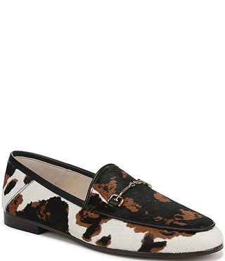 Loraine Cow Print Calf Hair Bit Buckle Loafers