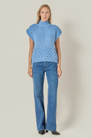 Bubble Knitdown Sleeveless Sweater Blue