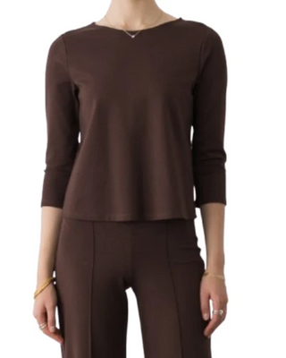 Ponte Knit Extended 3/4 Sleeve Top