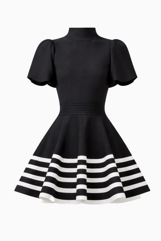 Ninette Puff Sleeves Fit And Flare Mini Dress