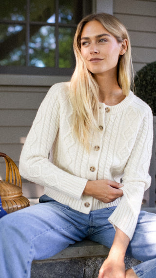 Francis Cable Knit Cardigan - Ivory