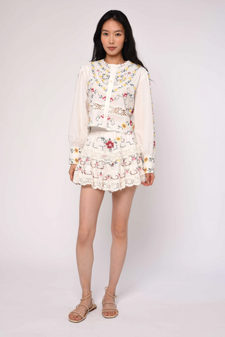 Hallie Top Tea Rose Embroidery