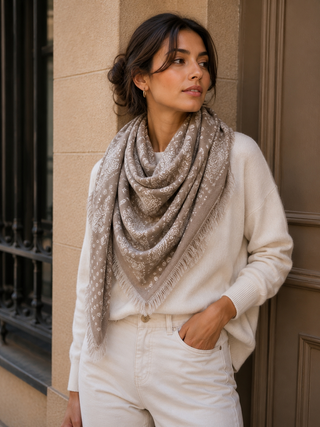 Triangle 2 In 1 Scarf Wrap - Paisley - Taupe