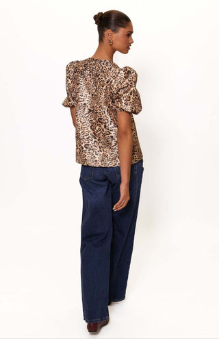 Nadine Top - Natural Realistic Leopard Swirl