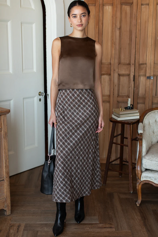 Bias Skirt 2 Cocoa Plaid - S