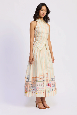 Athena Maxi Skirt - Pink White Multi