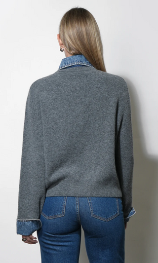 Romi Mixed Media Button Down Sweater
