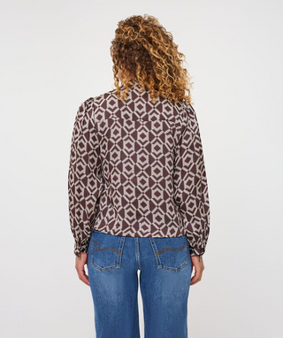 Blouse Short Bow Warm Cacao