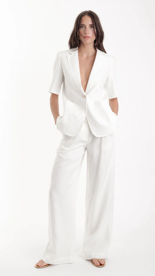 Aven Linen Pants - White
