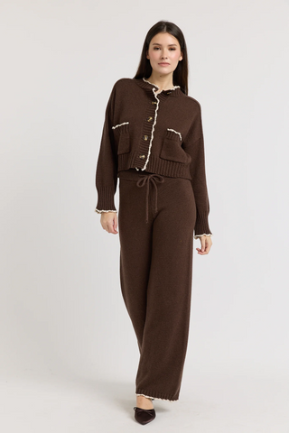 Edge Stitch Button Front Knitted Cardigan