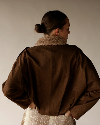 shearling collar suede jacket