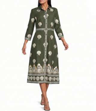 Minna Dress Gilded Shell Loden