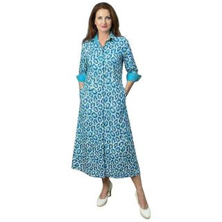 Nico Dress Aqua Leopard